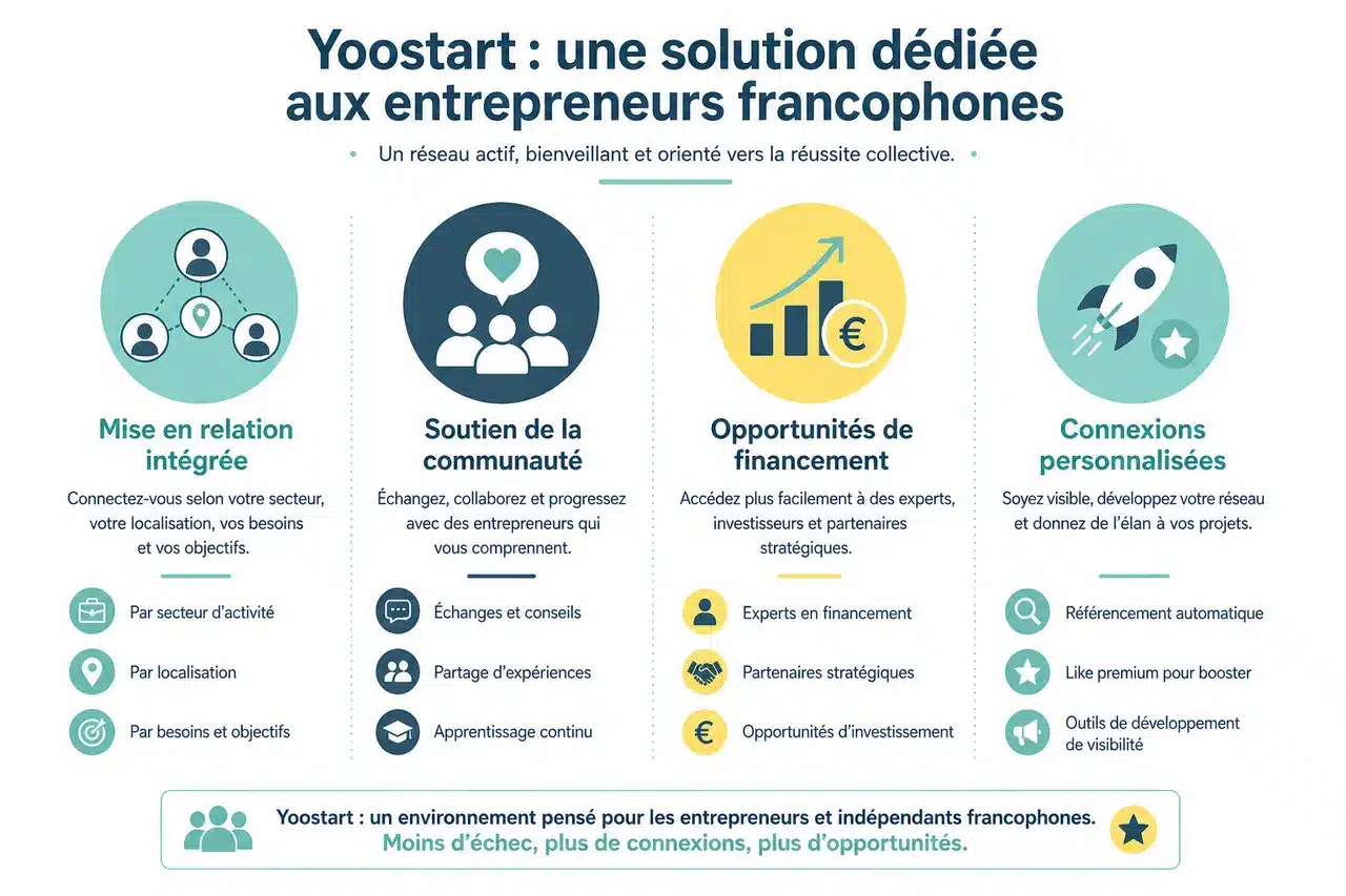 Réseautage social et en ligne: comment les entrepreneurs transforment leurs connexions en opportunités , Yoostart: une solution dédiée aux entrepreneurs francophones