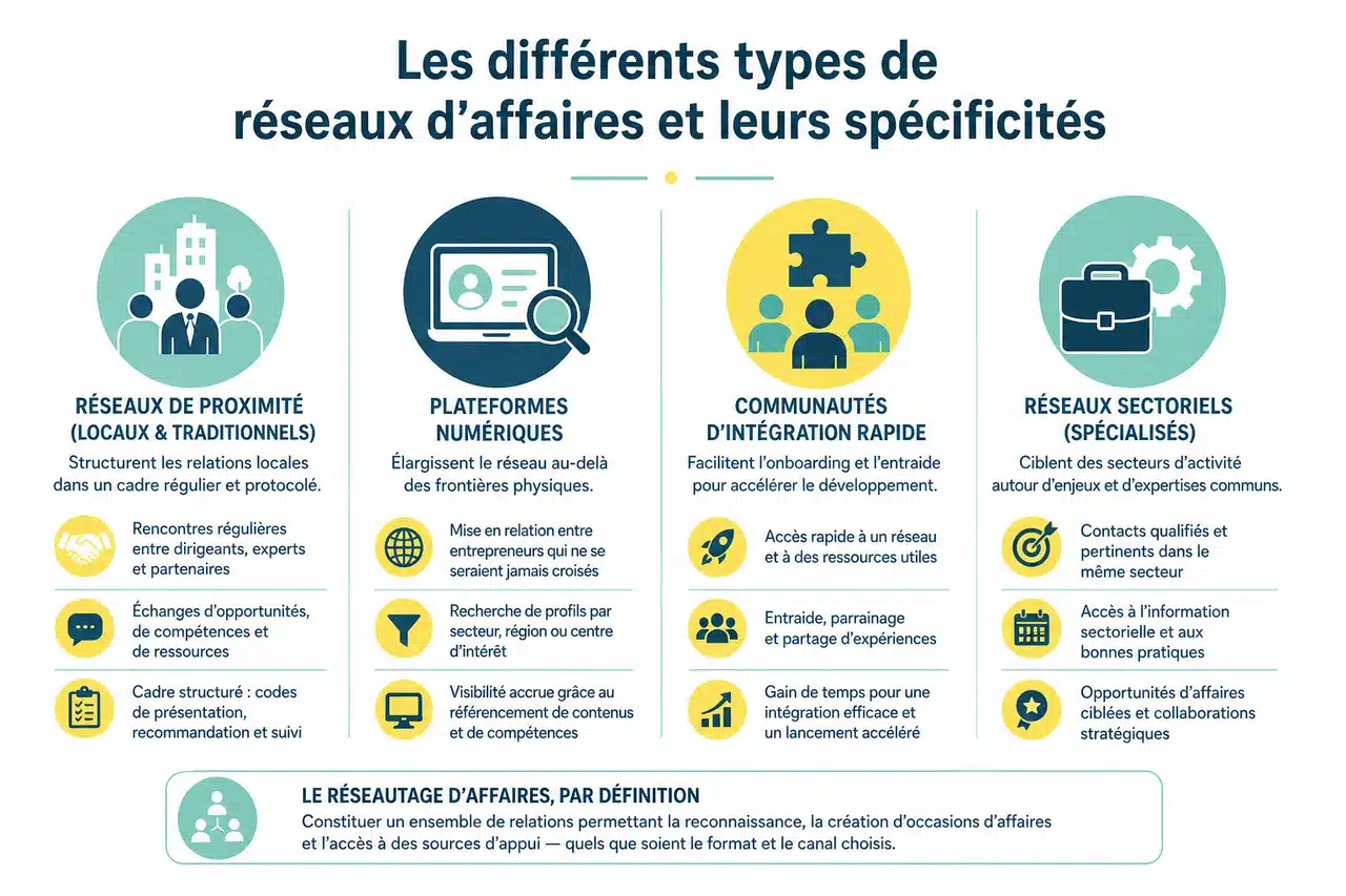 Pourquoi le réseautage d'affaires reste essentiel en 2026? , Les différents types de réseaux d'affaires et leurs spécificités