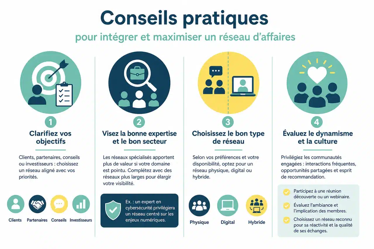 Qu'est-ce qu'un réseau d'affaires et pourquoi en rejoindre un? , Conseils pratiques pour intégrer et maximiser un réseau d'affaires
